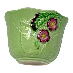 Carlton‎ Ware Sugar Bowl Small Green Pink Floral Leaf Australian Design England